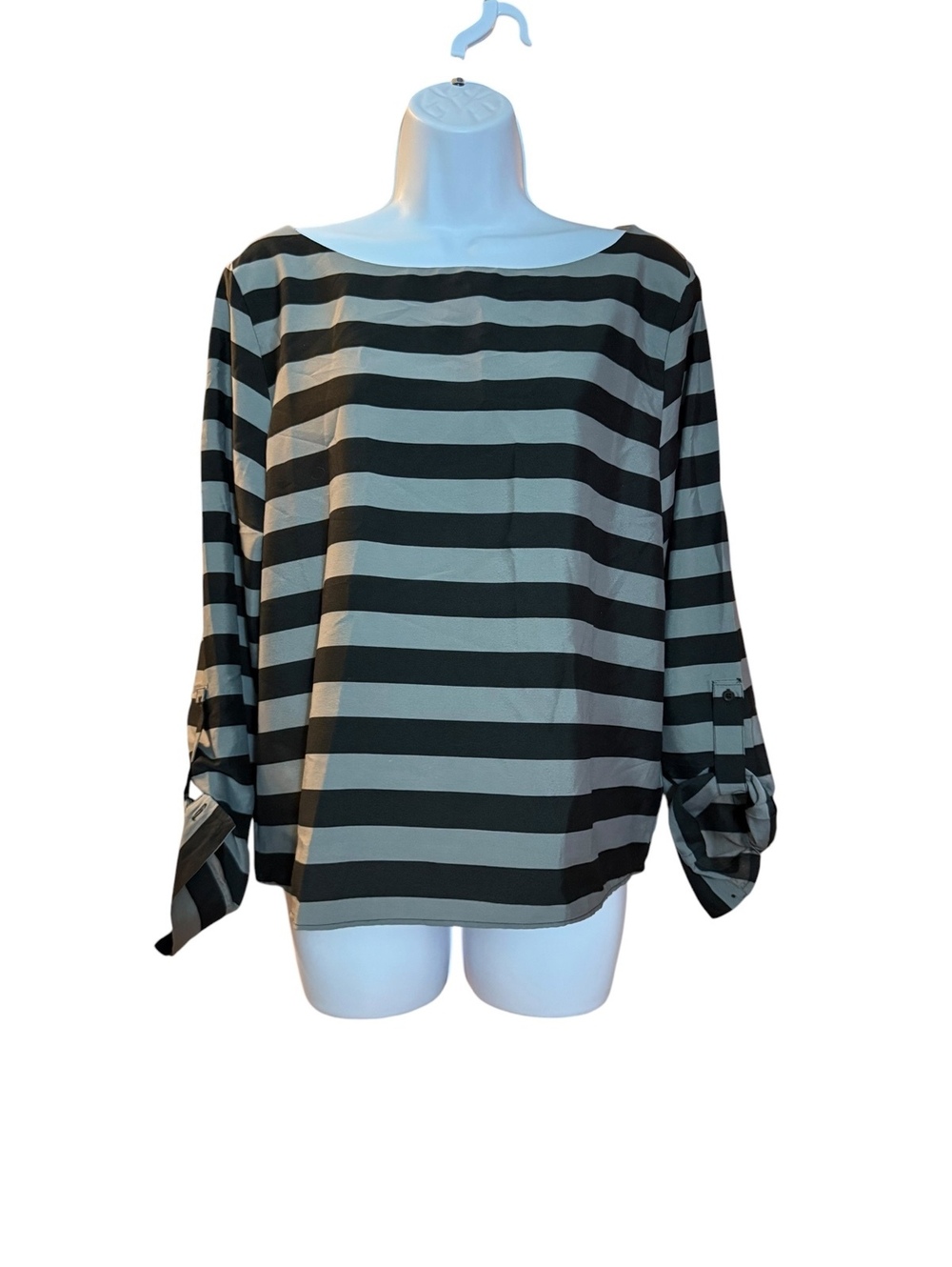 Banana Republic Black and Gray Striped Blouse